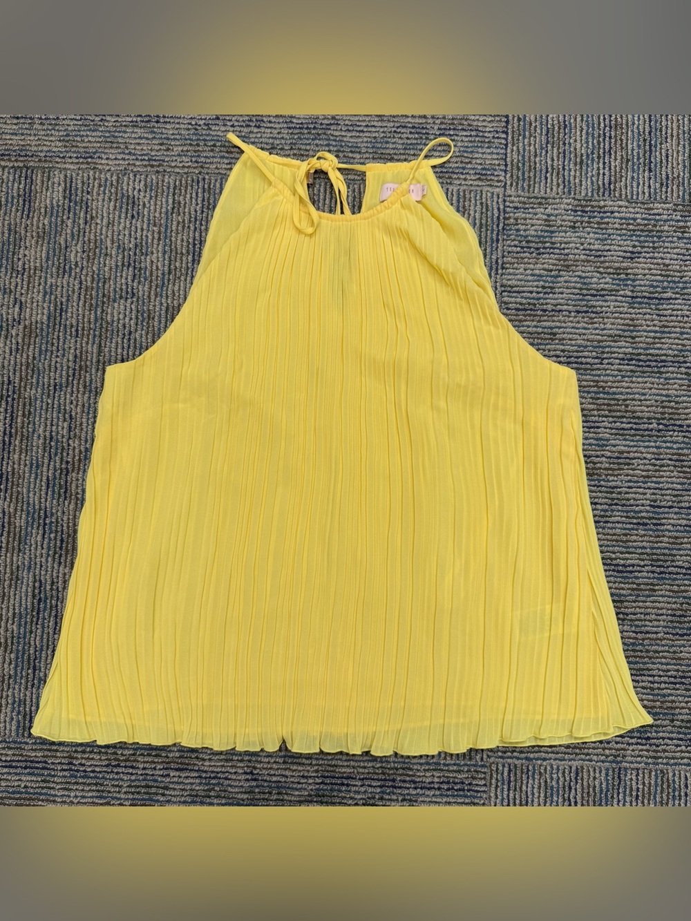Ted Baker Yellow Chiffon Accordion Pleated Halter Blouse